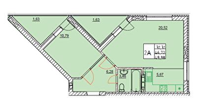 2-комнатная 49.98 м² в ЖК River Port от 27 950 грн/м², г. Ирпень