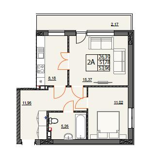 2-комнатная 53.96 м² в ЖК River Port от 42 000 грн/м², г. Ирпень