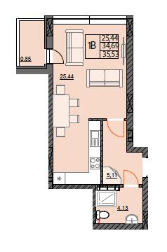 Студия 35.53 м² в ЖК River Port от 42 000 грн/м², г. Ирпень