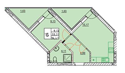 1-комнатная 36.47 м² в ЖК River Port от 29 100 грн/м², г. Ирпень