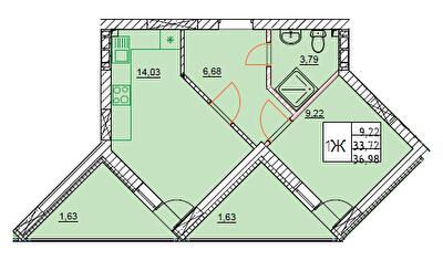 1-комнатная 36.98 м² в ЖК River Port от 29 100 грн/м², г. Ирпень