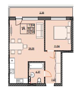 1-комнатная 50.94 м² в ЖК River Port от 42 000 грн/м², г. Ирпень