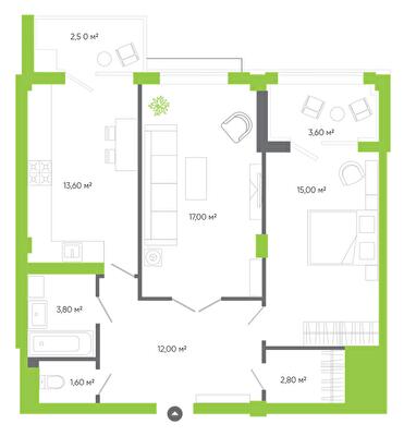 2-кімнатна 71.9 м² в ЖК Оселя Парк від 26 500 грн/м², Луцьк