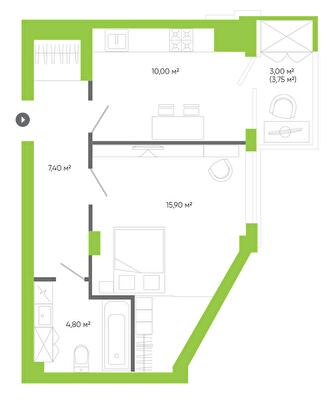 1-кімнатна 41.1 м² в ЖК Оселя Парк від 26 500 грн/м², Луцьк