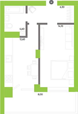 1-кімнатна 45.6 м² в ЖК Оселя Парк від 26 500 грн/м², Луцьк