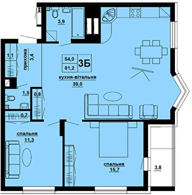 2-комнатная 81.2 м² в ЖК Варшавський мікрорайон от 16 300 грн/м², Тернополь