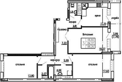 3-комнатная 88.26 м² в ЖК Загребелля от 15 000 грн/м², Тернополь