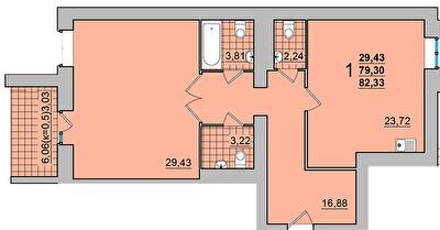 1-кімнатна 82.33 м² в ЖК М'ятний від 15 500 грн/м², м. Прилуки