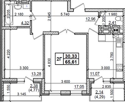 2-комнатная 65.61 м² в ЖК Оазис Буковини от 14 500 грн/м², Черновцы