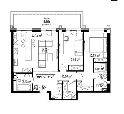 2-кімнатна 97.41 м² в КК Chateau Grand від 58 365 грн/м², Одеса