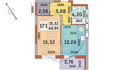 1-комнатная 40.92 м² в ЖК Медовый-2 от 28 620 грн/м², Киев
