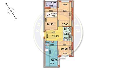3-комнатная 77.84 м² в ЖК Медовый-2 от 27 930 грн/м², Киев