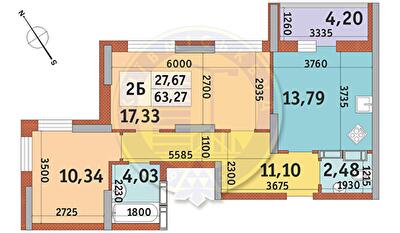 2-комнатная 63.27 м² в ЖК Медовый-2 от 35 525 грн/м², Киев
