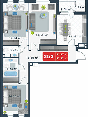 3-кімнатна 93.91 м² в ЖК Причал 8 від 31 275 грн/м², Київ