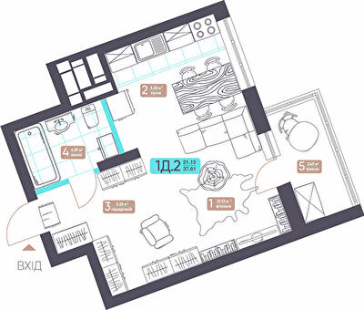 1-кімнатна 37.61 м² в ЖК Теремки від 44 940 грн/м², Київ