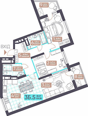 3-кімнатна 104.86 м² в ЖК Теремки від 32 922 грн/м², Київ