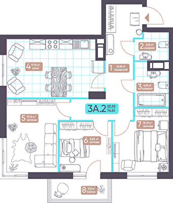 3-кімнатна 74.81 м² в ЖК Теремки від 33 079 грн/м², Київ
