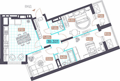 3-кімнатна 94.58 м² в ЖК Теремки від 30 969 грн/м², Київ