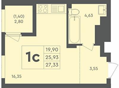 1-кімнатна 27.33 м² в ЖК Scandia від 21 500 грн/м², м. Бровари