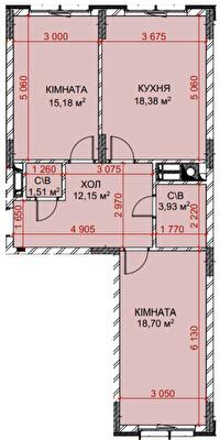 2-кімнатна 69.85 м² в ЖК Riverside від 34 000 грн/м², с. Погреби