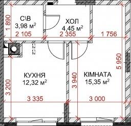 1-кімнатна 36.1 м² в ЖК Riverside від 29 500 грн/м², с. Погреби