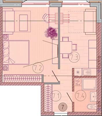 1-кімнатна 47.11 м² в ЖК Садовий від 20 400 грн/м², с. Хотянівка