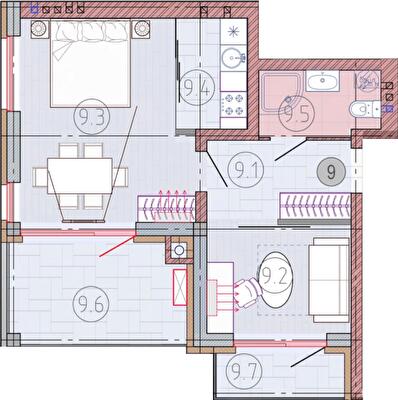 2-кімнатна 51.26 м² в ЖК Садовий від 20 400 грн/м², с. Хотянівка