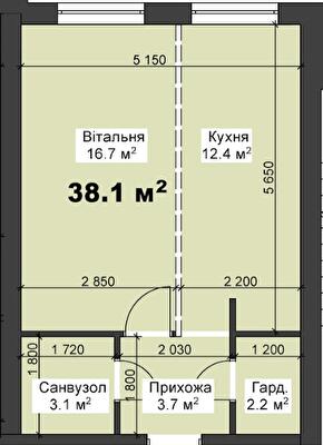 1-кімнатна 38.1 м² в ЖК Калиновий Квартал від 16 000 грн/м², смт Калинівка