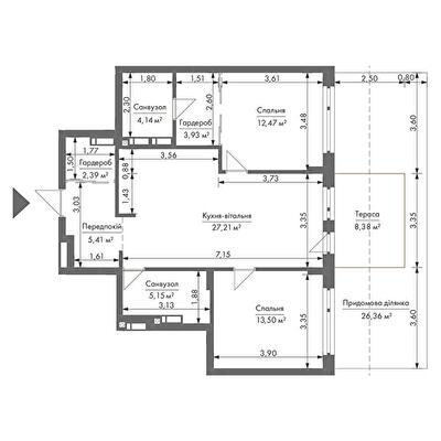2-кімнатна 76.7 м² в ЖК Gravity Park від 36 680 грн/м², Київ
