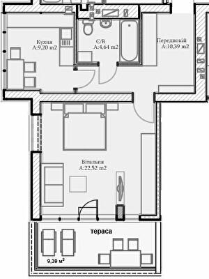 1-кімнатна 46.76 м² в ЖК Паркова Оселя від 21 000 грн/м², м. Буча