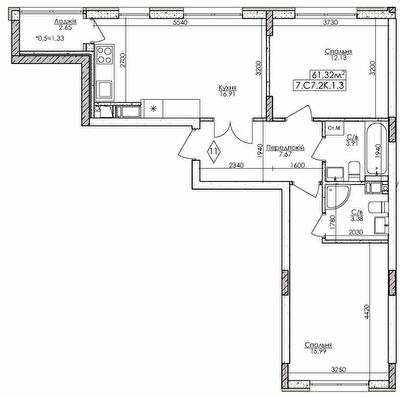 2-кімнатна 61.32 м² в ЖМ Нова Буча від 19 000 грн/м², м. Буча