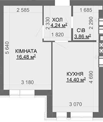 1-кімнатна 38.98 м² в ЖК Найкращий квартал-2 від 26 200 грн/м², смт Гостомель