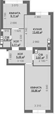 2-кімнатна 56.63 м² в ЖК Найкращий квартал-2 від 23 400 грн/м², смт Гостомель
