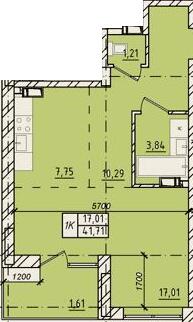1-комнатная 41.71 м² в ЖК Сити Парк от 19 850 грн/м², Одесса