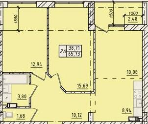 2-комнатная 65.73 м² в ЖК Сити Парк от 19 300 грн/м², Одесса