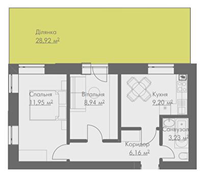 2-кімнатна 39.48 м² в ЖК Smart від 18 000 грн/м², смт Гостомель