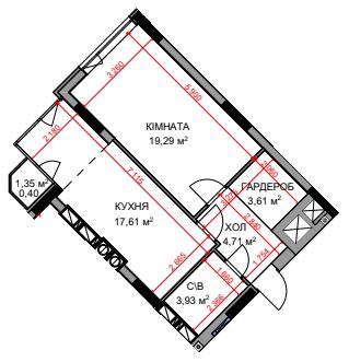 1-кімнатна 49.55 м² в ЖК На Прорізній 2 від 28 800 грн/м², смт Гостомель