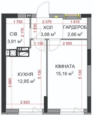 1-кімнатна 38.36 м² в ЖК На Прорізній 2 від 27 500 грн/м², смт Гостомель