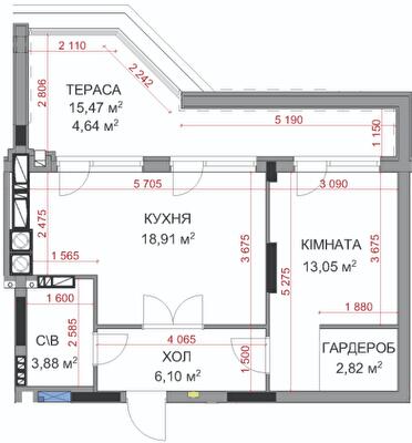 1-кімнатна 49.4 м² в ЖК На Прорізній 2 від 27 500 грн/м², смт Гостомель