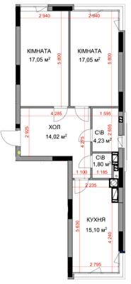 2-кімнатна 69.25 м² в ЖК На Прорізній 2 від 24 700 грн/м², смт Гостомель