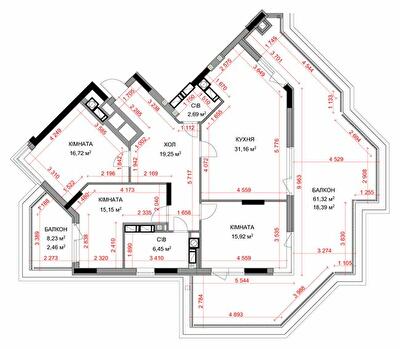 3-кімнатна 128.19 м² в ЖК На Прорізній 2 від 35 000 грн/м², смт Гостомель