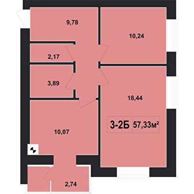 2-кімнатна 57.33 м² в ЖК Покровський від 21 350 грн/м², смт Гостомель