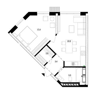 1-комнатная 51.8 м² в ЖК Русановская Гавань от 33 400 грн/м², Киев