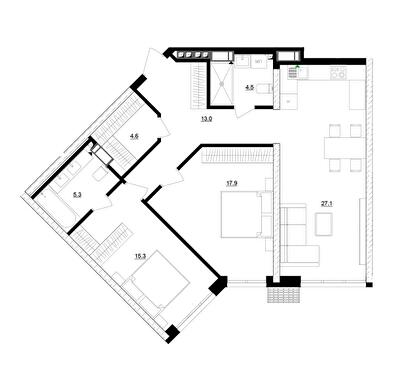 2-комнатная 87.7 м² в ЖК Русановская Гавань от 33 600 грн/м², Киев