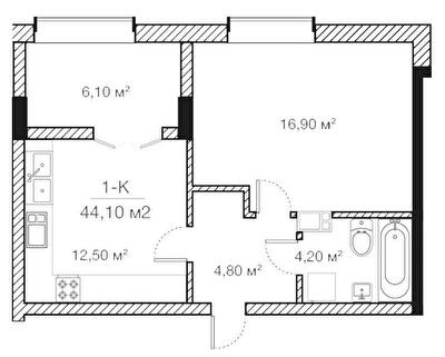 1-комнатная 44.1 м² в ЖК Concept House Futurium от 47 700 грн/м², Харьков