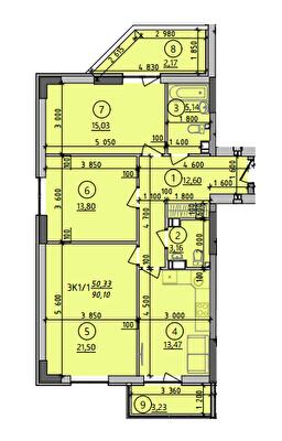 3-комнатная 90.1 м² в ЖК Киевские Зори 2 от 35 820 грн/м², г. Вышгород