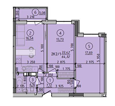 2-комнатная 64.32 м² в ЖК Киевские Зори 2 от 35 820 грн/м², г. Вышгород