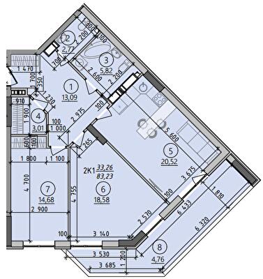 2-комнатная 83.23 м² в ЖК Киевские Зори 2 от 35 820 грн/м², г. Вышгород