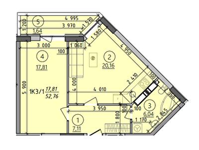 1-кімнатна 52.76 м² в ЖК Київські зорі 2 від 35 820 грн/м², м. Вишгород