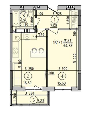 1-кімнатна 46.79 м² в ЖК Київські зорі 2 від 35 820 грн/м², м. Вишгород